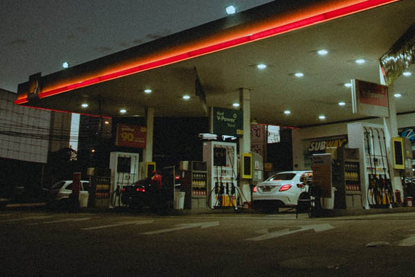 gas station at night