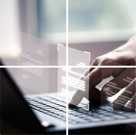 businessman using laptop with MFDConnect document