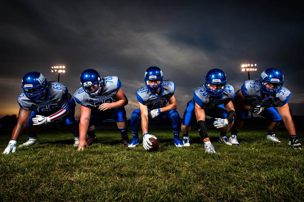 football players in athletic wear